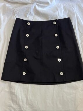Michael Kors Black Mini Skirt with Contrast Buttons